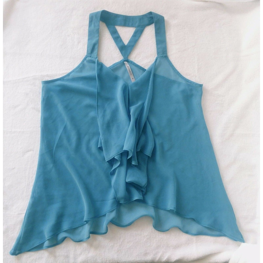 Sheer Top Teal Blue Layer Ruffle Club Party Flowy